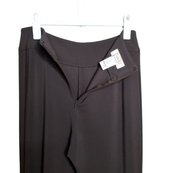 Talbots Slinky Back Zip Wide Leg High Rise Pants Brown Petite - Picture 7 of 9